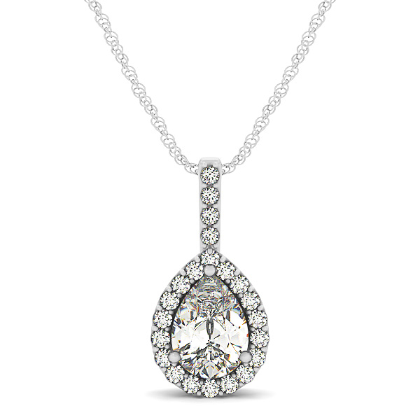 14Kw Pair Shaped Halo Diamond Pendant 1.20 CT TW - Beryl Jewelers