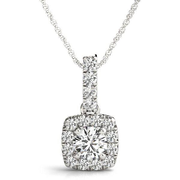 14 Kw Square Halo Diamond Pendant 1.00 CT TW - Beryl Jewelers