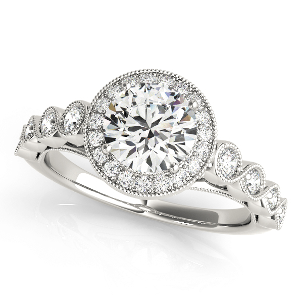 14Kw Halo Diamond Engagement Ring Wedding Set 1.18 CT TW - Beryl Jewelers