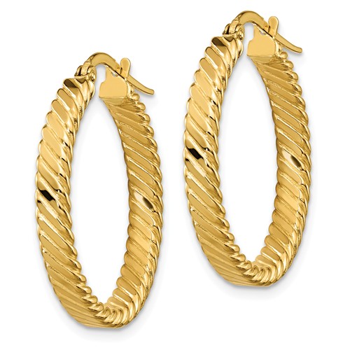 14K 3.25mm Patterned Hoop Earrings - Beryl Jewelers